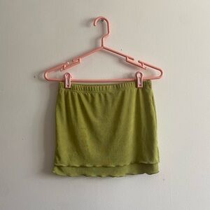 Women's Olive Green Layered Mini Skirt